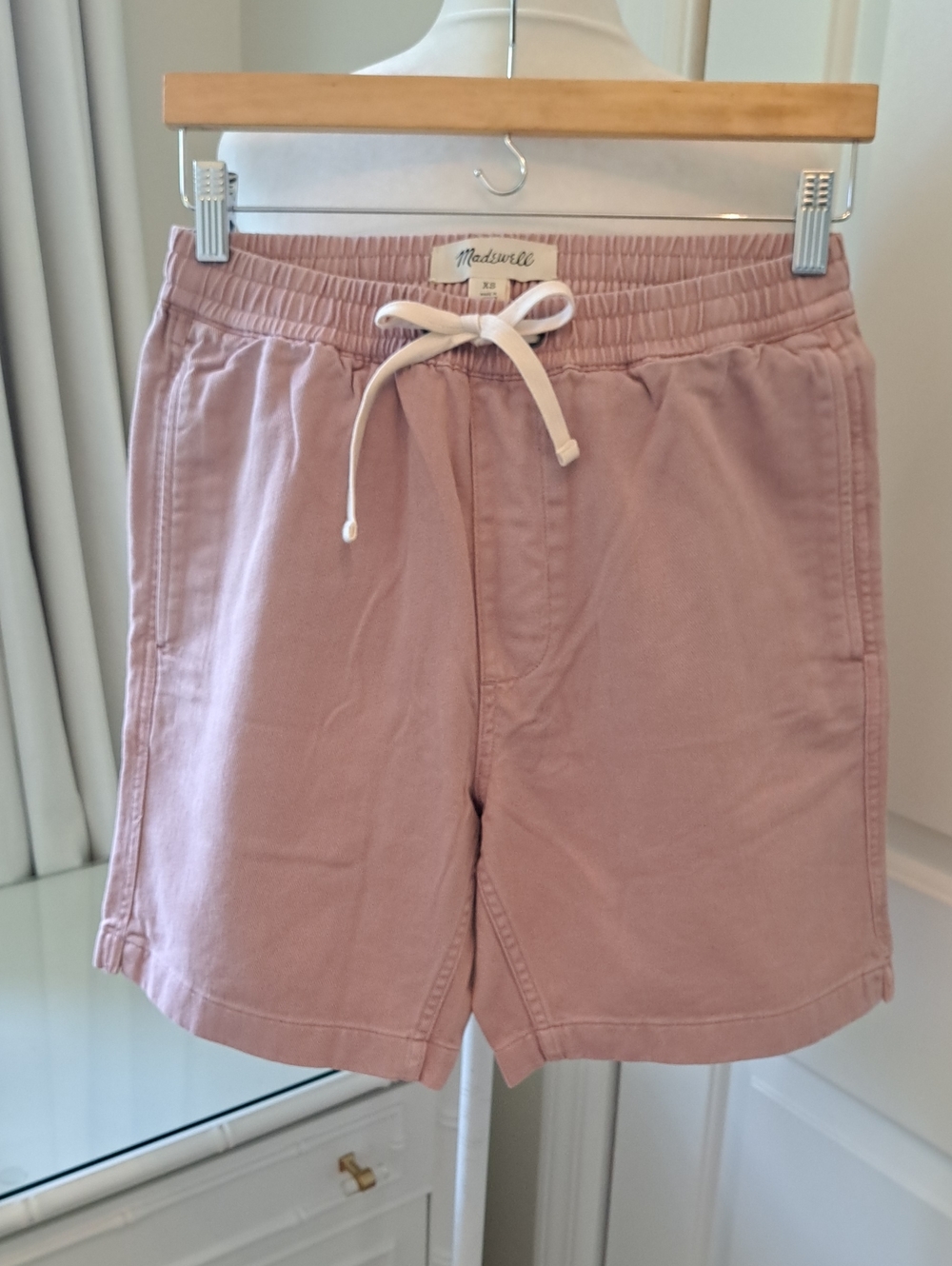 NWT Madewell Mens Everwhere Mauve Chino Cotton 7" Shorts Elastic‎ XS